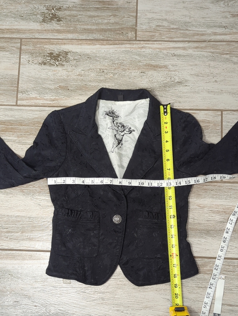 Vintage Y2K Bebe Blazer Jacket Floral Jacquard Brocade Cherub Lining - Picture 3 of 14